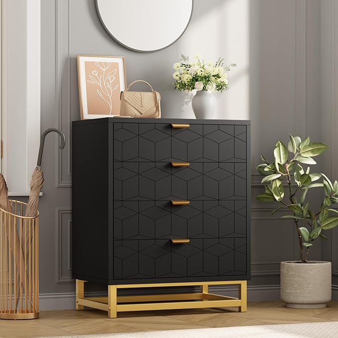 GAOMON Black Dresser, 4 Drawer Dresser - Image 4