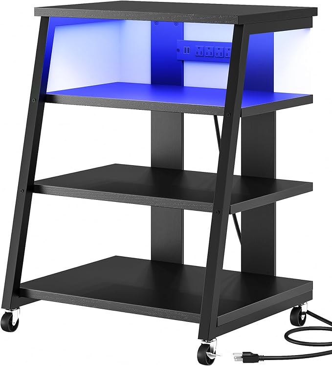 4-Tier AV Media Stand with Wheels, Stereo Stands, Media Console Shelf with - Image 9