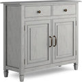 SIMPLIHOME Connaught 40-inch Wide Solid Wood Storage Cabinet in Fog Grey by SimpliHome
