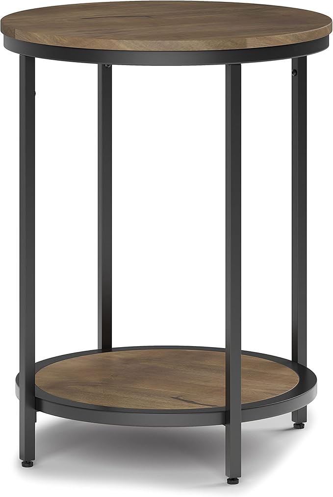 SIMPLIHOME Jenna Industrial 18 inch Wide Metal Round Accent Side Table in Warm by SimpliHome