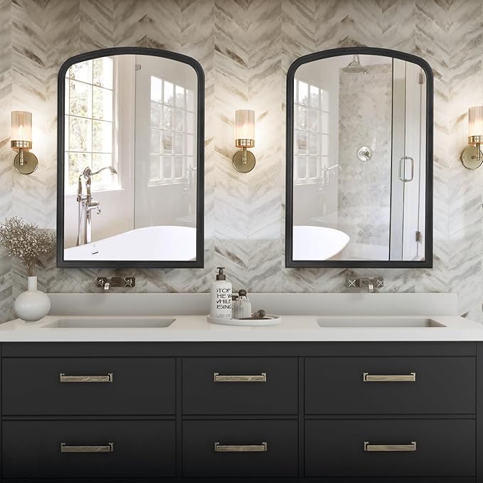 HOMECOOKIN Wood Arched Mirror for Bathroom - Image 3