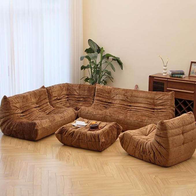 N&V Fireside Chair, Mid Century Armless Floor Sofa, Soft Premium Chenille Floor - Image 5