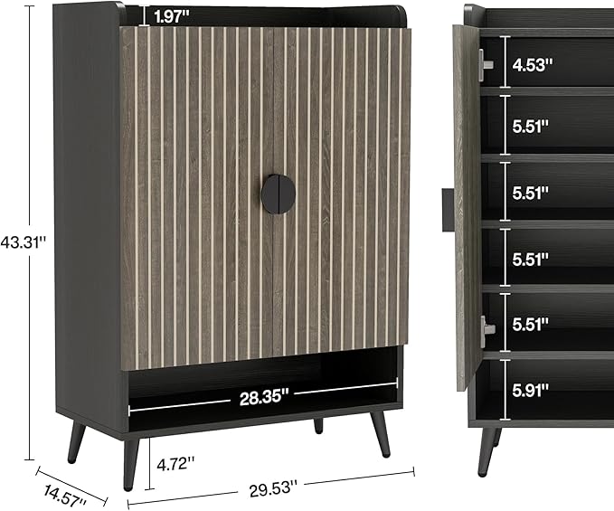 Tribesigns Shoe Cabinet with Doors, 7-Tier Shoe Storage Cabinet with Adjustable - Image 2