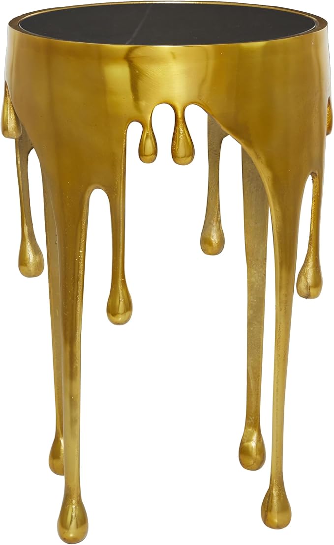 Deco 79 Aluminum Metal Abstract Melting Drip Accent Table by Deco79