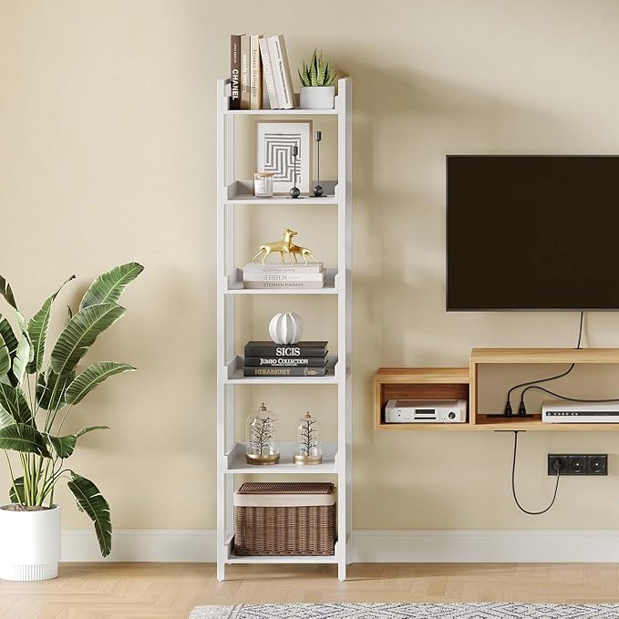 Rolanstar Bookshelf, 6-Tier Storage Rack, Narrow Corner Bookshelf, Display - Image 2