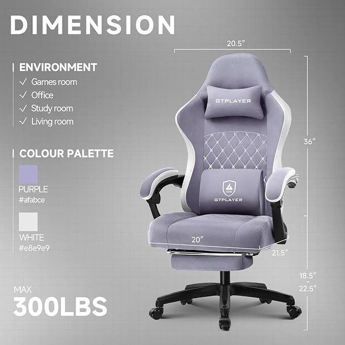 GTPLAYER Office Chair, Gaming Computer Desk Fabric Chair - Image 3