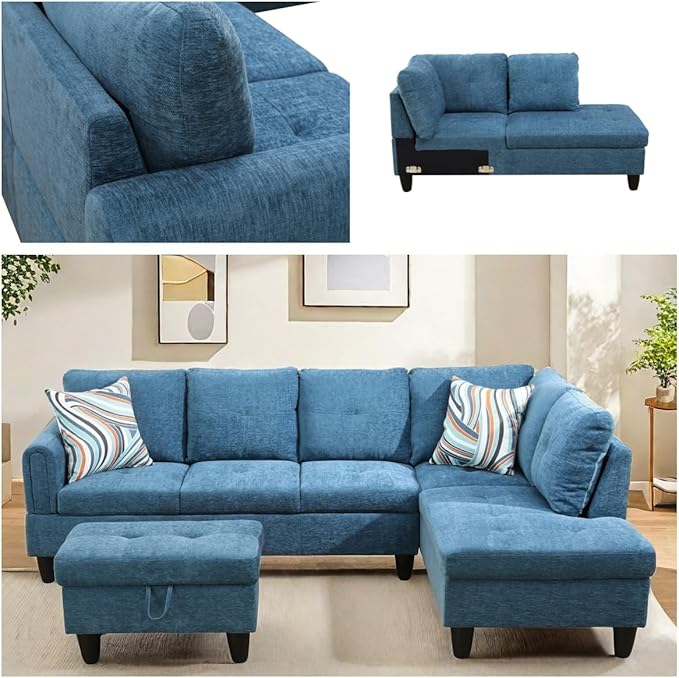 NAYSAYE Sectional Couch with Ottoman Storage, L Shaped Couch Sofa Furniture Sets - Image 6