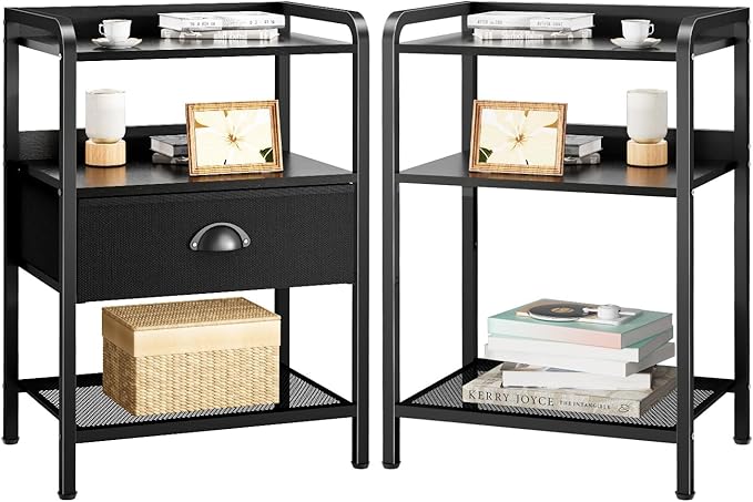Night Stand Nightstand with 1 Drawer Black Nightstands Storage Night Stands by Jixlantuc