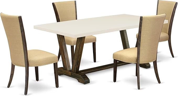 East West Furniture V727VE703-5 5 Piece Dining Room Table Set Includes a by EastWestFurniture