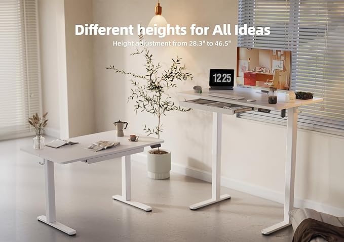 YDN Standing Desk with Drawers, 48 x 24 Inch White Standing Desks Electric - Image 5