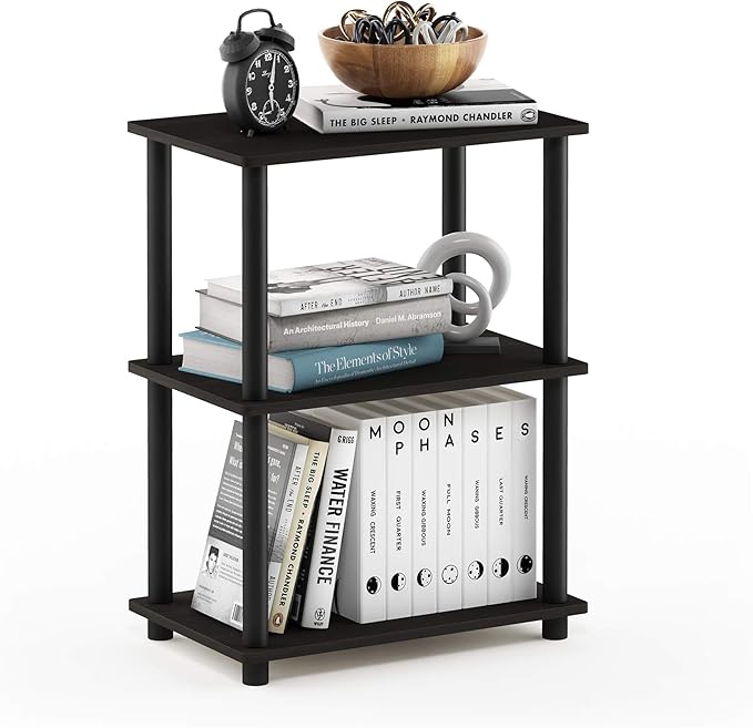 Furinno Turn-N-Tube No Tool 3-Tier Storage Shelf, Espresso/Black by Furinno-FitsYourSpaceFitsYourBudget