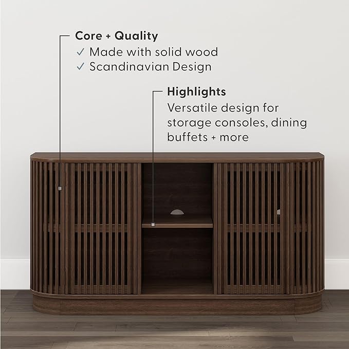 Plank+Beam Contour Wood TV Stand, Two Door Solid Wood Entertainment Console - Image 4