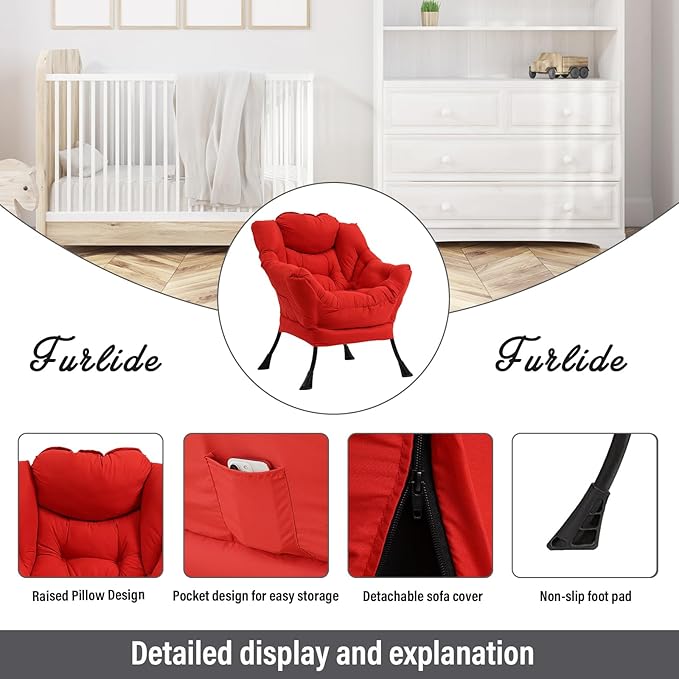 Modern Lazy Chair with Folding Footrest, Lounge Accent & Comfortable Reading - Image 5