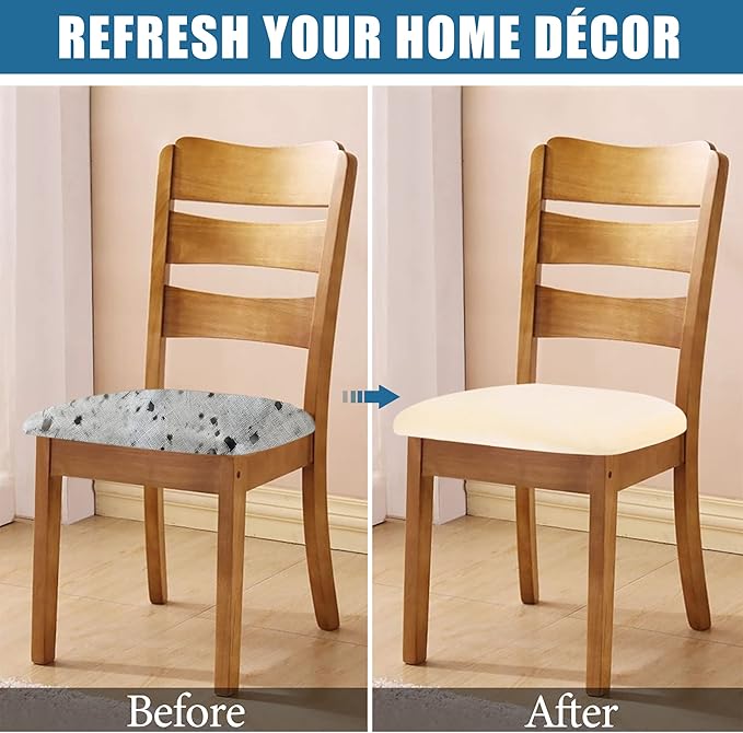 Smiry Velvet Seat Covers for Dining Room Chair Set of 6, Stretch Fit Removable - Image 5