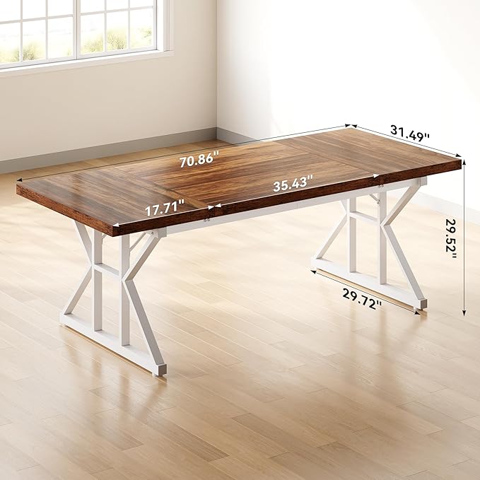 LITTLE TREE 70.8-Inch Large Executive Desk, Modern Computer Office Desk - Image 3