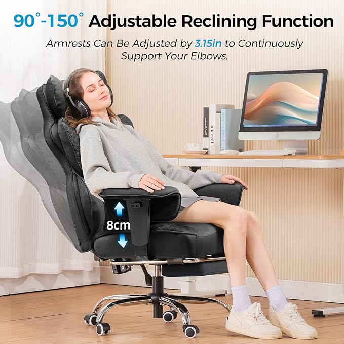 COMHOMA Big and Tall Office Chair 400LBS Wide Ergonomic Fabric Deluxe Embossing - Image 7