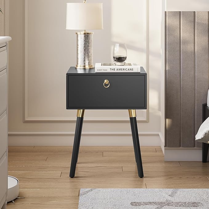 Bme Alden Wood Nightstand, Solid Wood End Table, Mid Century Modern Nightstand - Image 7
