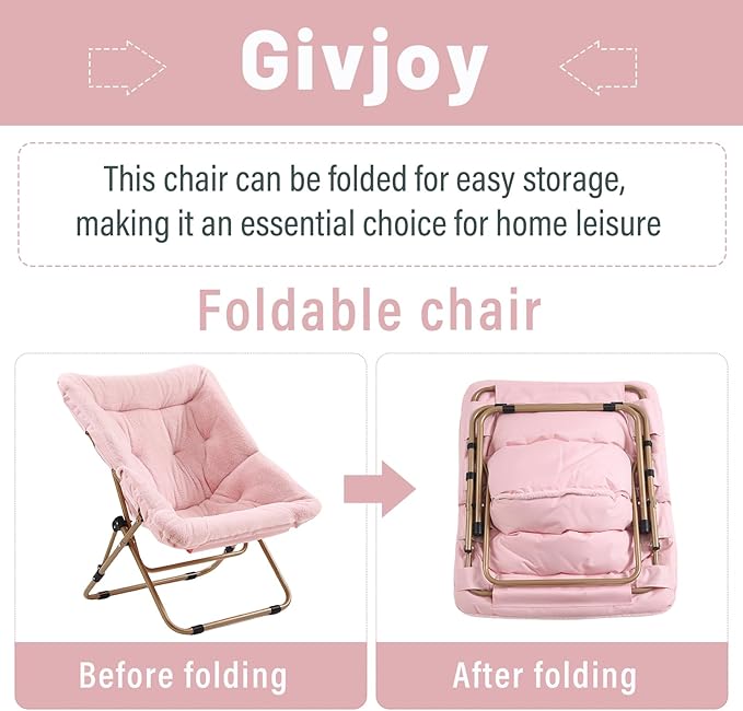 Comfy Folded Chair, Soft Faux Fur Oversized Folding Chair, Flexible Lounge Lazy - Image 5