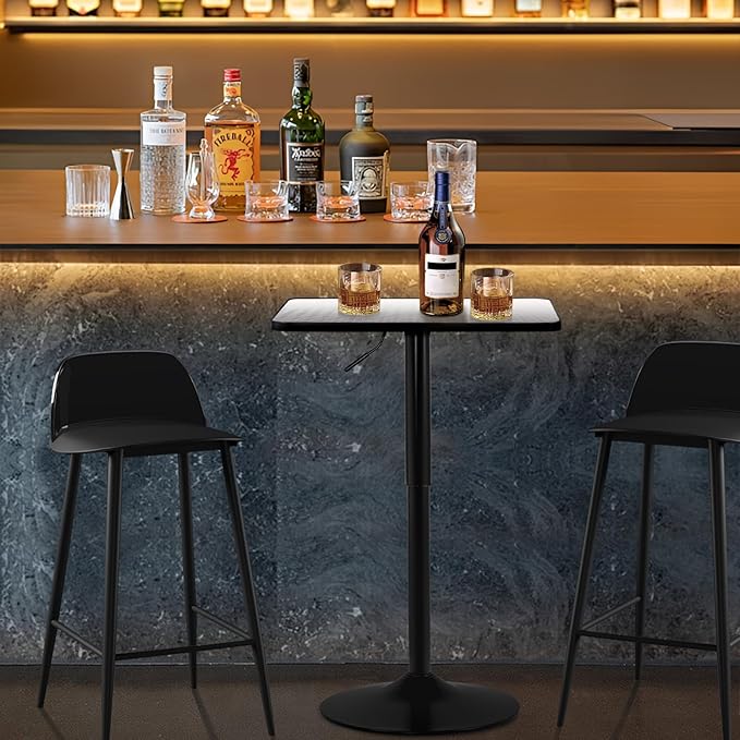 Athena Collection Modern Bar Table Square Top Height Adjustable, Tall Bistro - Image 2