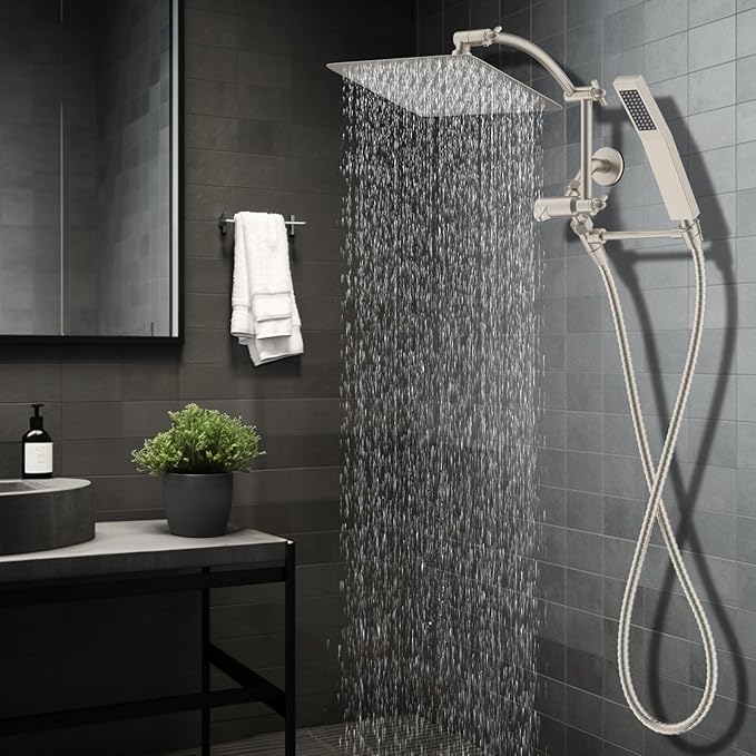 Hibbent All Metal 10'' Rainfall Shower Head, Dual Shower Head Combo, High - Image 7