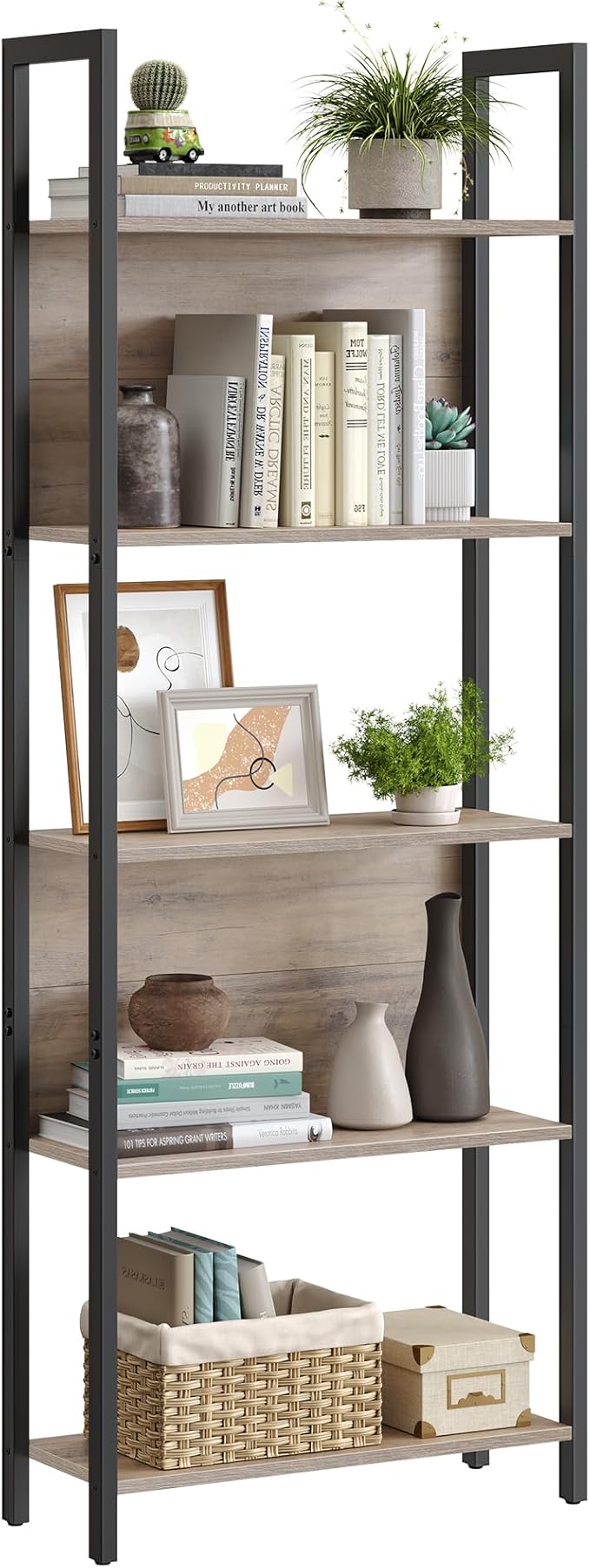 VASAGLE 5-Tier Bookshelf, Book Shelf, Industrial Bookcase, by VASAGLEbySONGMICSHOME