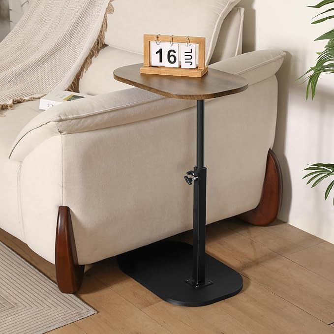 360° Swivel Top C Table for Small Place, Adiustable Height Couch Side Tables - Image 3