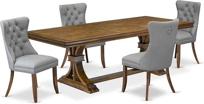 LEDA5-AWA-27-5 Pieces Modern Dining Set Includes a Rectangle Kitchen Table and - Image 2