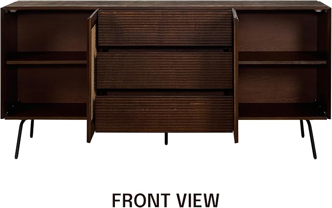 NTC MOSSIC Sideboard with 2 Doors and 3 Drawers, Buffet Cabinet with Natural - Image 4