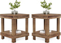 LITTLE TREE End Table Set of 2, All Wooden 2-Tier Square Side Table by LITTLETREE