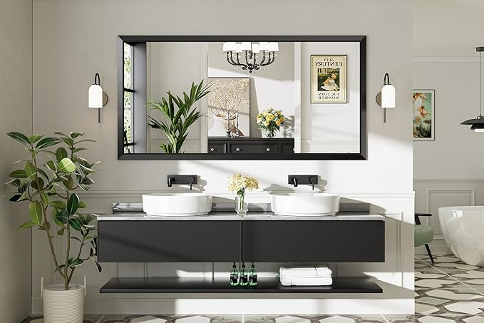 72x36 Inch Black Bathroom Mirror - Image 8