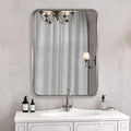 ANDY STAR 24x32 INCH Brushed Nickel Mirror, Rounded Rectangle Silver Metal by ANDYSTAR