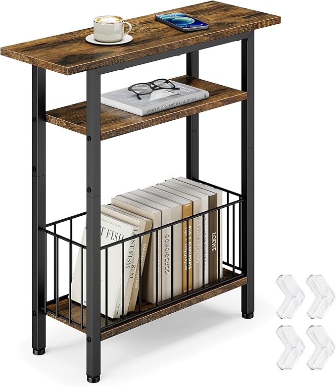 Vagusicc Narrow Side Table, 3-Tier Skinny End Table by Vagusicc