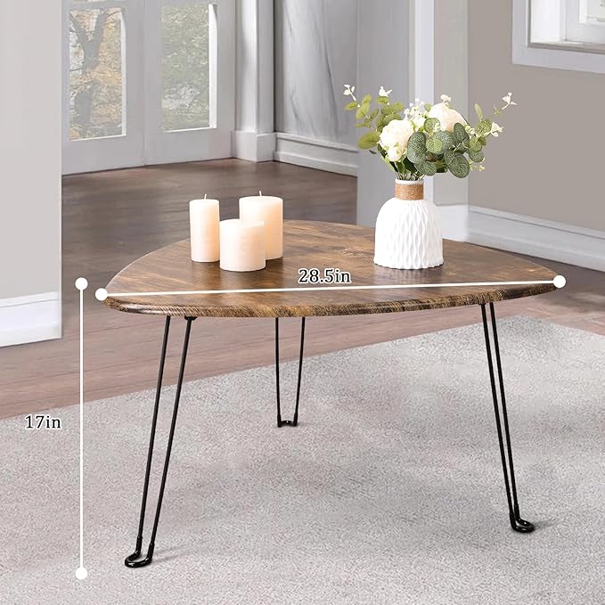 Folding Coffee Table Triangle Designs Oval Coffee Tables Mid Century Wooden - Image 3