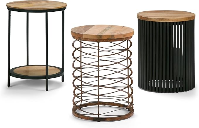 SIMPLIHOME Demy 18-inch Wide Metal and Solid Mango Accent Table in Natural/Black - Image 11