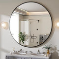 BEAUTYPEAK 48 Inch Round Mirror, Metal Frame Circle Mirror, Wall Mounted by BEAUTYPEAK