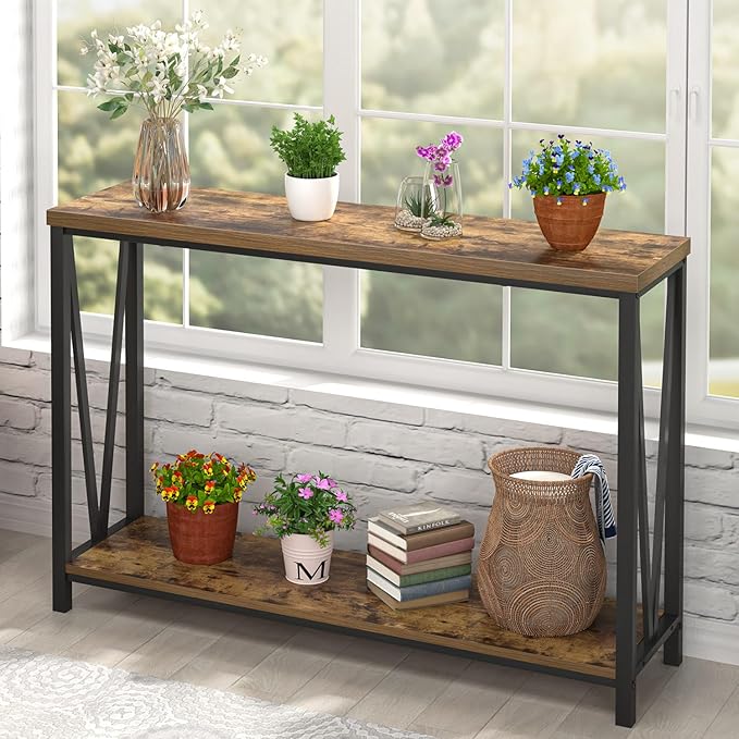 EXCEFUR Entryway Table, Narrow Sofa Console Tables Behind Couch, Modern Entry - Image 3