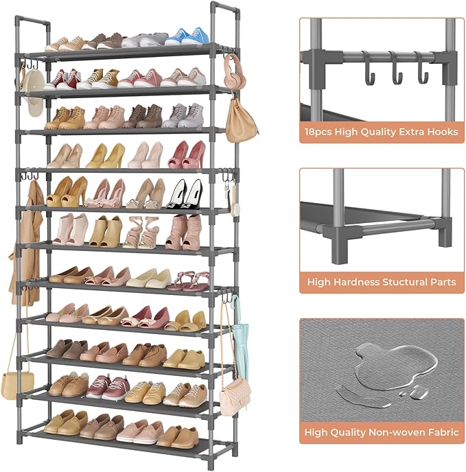 11 Tiers Tall Shoe Rack Holds 55 Pairs of Shoes - Image 4