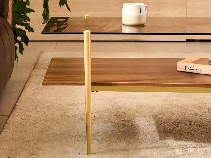 Shrine Rectangle Coffee Table, Mid-Century Modern Design, 2-Tier Structure - Image 7