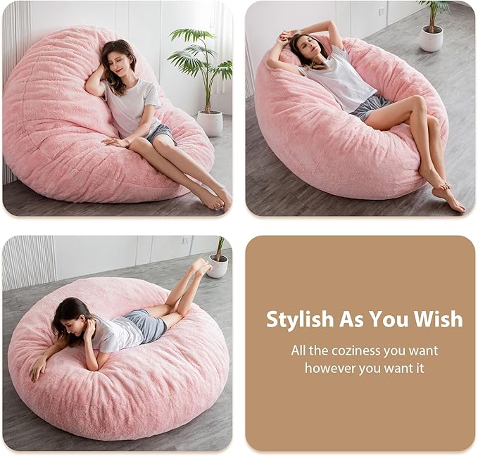 BYBYME 3 in 1 Bean Bag Chair, Convertible Chair Folds from Bean Bag to Lounger - Image 4