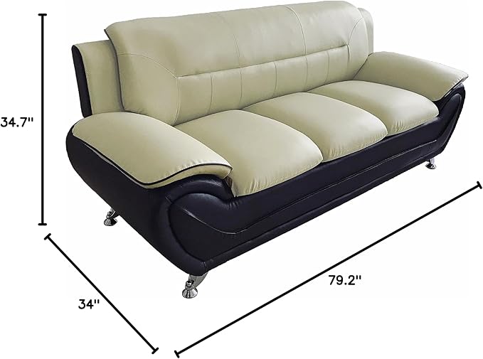 Container Furniture Direct Michael Sofa and Loveseat, Camel/Black - Image 2