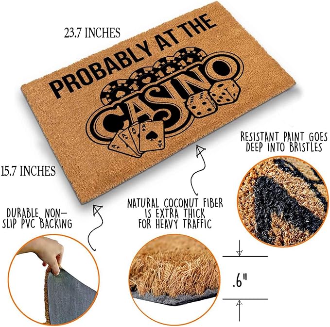 Funny Coir Doormat with Probably at The Casino - Image 4