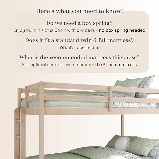 Grain & Grove Bear Twin Over Full Bunk Bed, Sturdy Bunk Bed Frame - Image 5