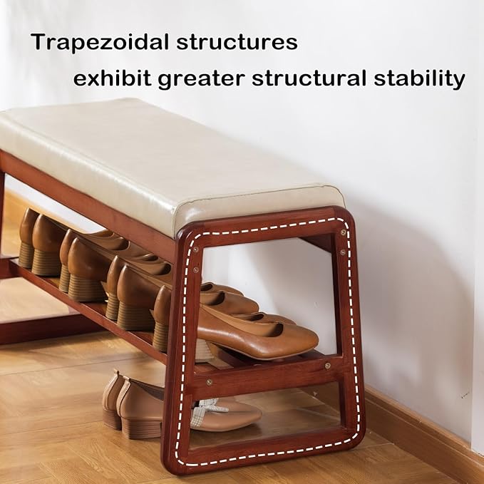 Shoe Rack Bench, Solid Wood Entryway Bench, Shoe Storage - Image 4