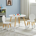 VECELO Round Table and Chair Set Playroom Furniture Wooden, Modern Minimalist by VECELO