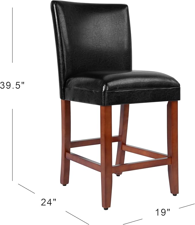Homepop Home Decor | Classic Counter Height Bar Stools | Faux Leather 24 Inch - Image 3