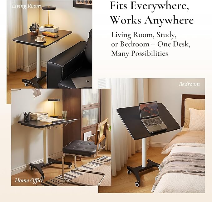 Adjustable Computer Desk, Solid Wood Folding Desk - Image 9