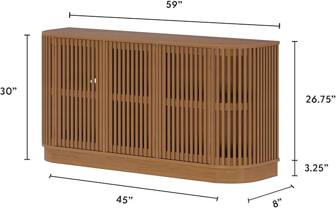 Plank+Beam Contour Wood TV Stand, Three Door Solid Wood Entertainment Console - Image 2