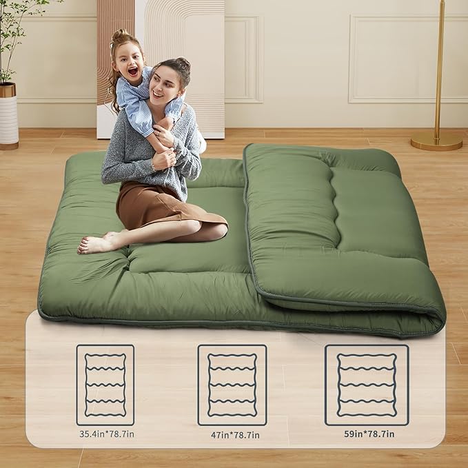 Japanese Floor Mattress, Roll Up Memory Foam Tatami Mat Easy to Store and - Image 5