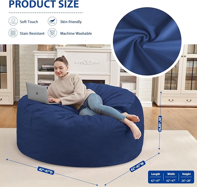 4FT Bean Bag Chair, Large Bean Bag Chairs - Image 3