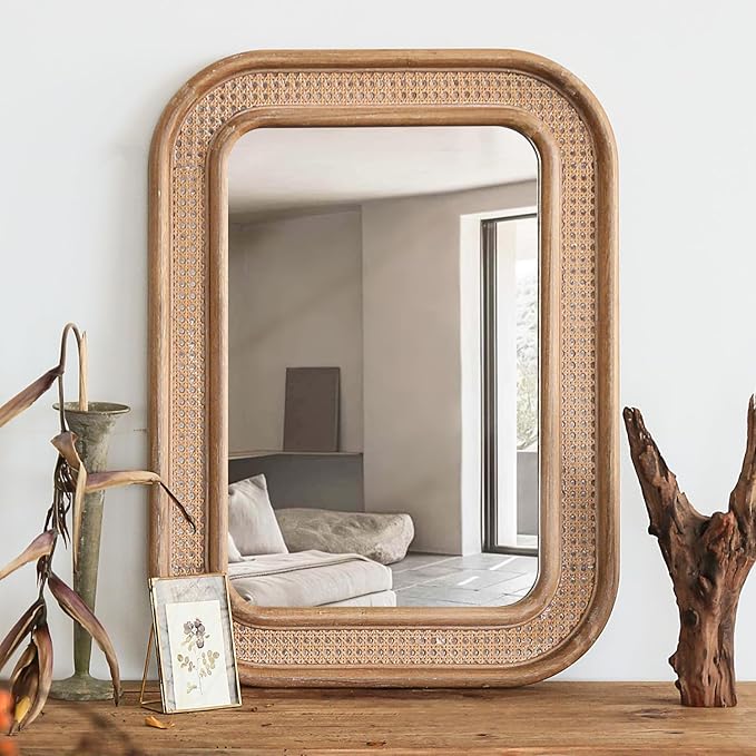 Micasso Rustic Wicker Wall Mirror: 30x22 in Purely Handmade Wooden Frame Rattan - Image 5